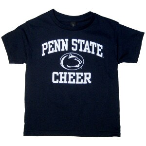 navy youth short sleeve t-shirt Penn State Cheer with Athletic Logo